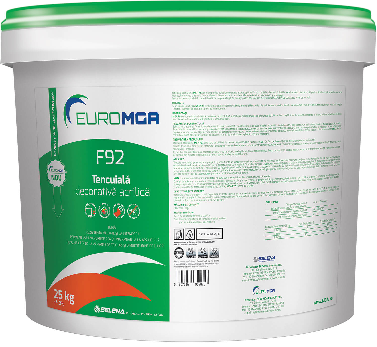 Decorative plasters - Acrylic decorative plaster F92 EuroMGA B20 25kg, maxbau.ro