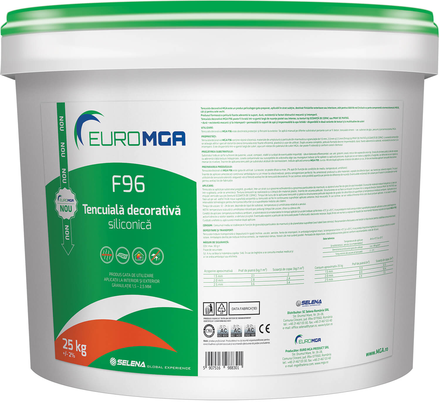 Decorative plasters - Decorative silicone plaster F96 EuroMGA K20 (color code 0631) 25KG, maxbau.ro