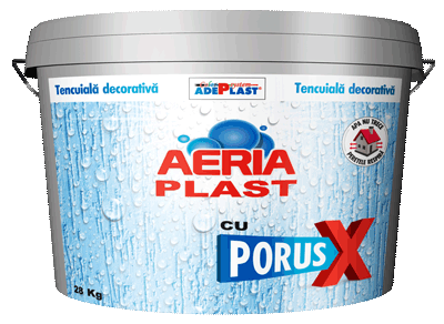 Decorative plasters - Decorative plaster structured AERIA PLAST with PORUS X intermediate base 15 L, https:maxbau.ro