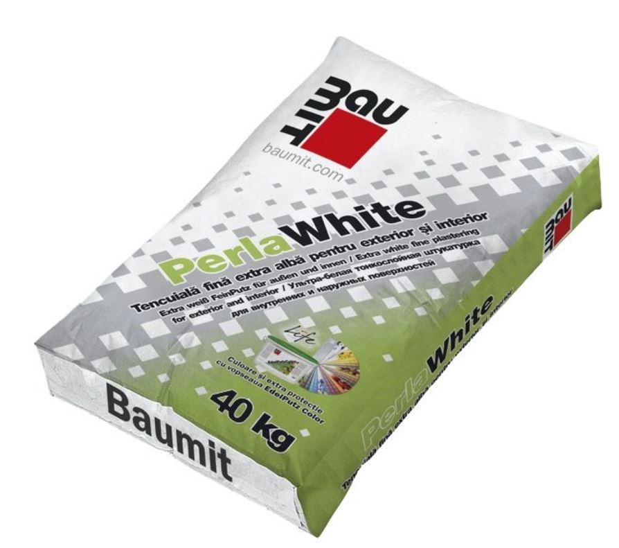 Fine Plasters - Extra white fine plaster for exterior and interior Baumit PerlaWhite 40kg, https:maxbau.ro