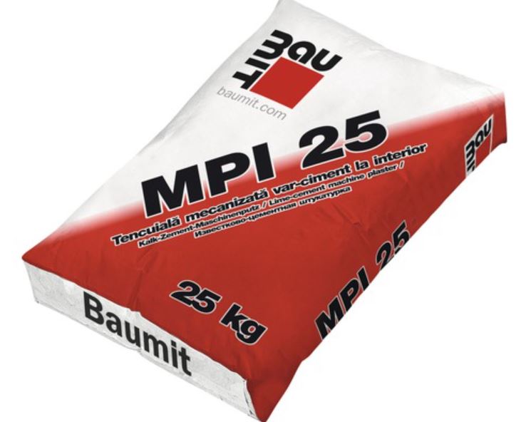 Finishing plasters - Mechanized plaster var-cement inside Baumit MPI 25 25kg, https:maxbau.ro
