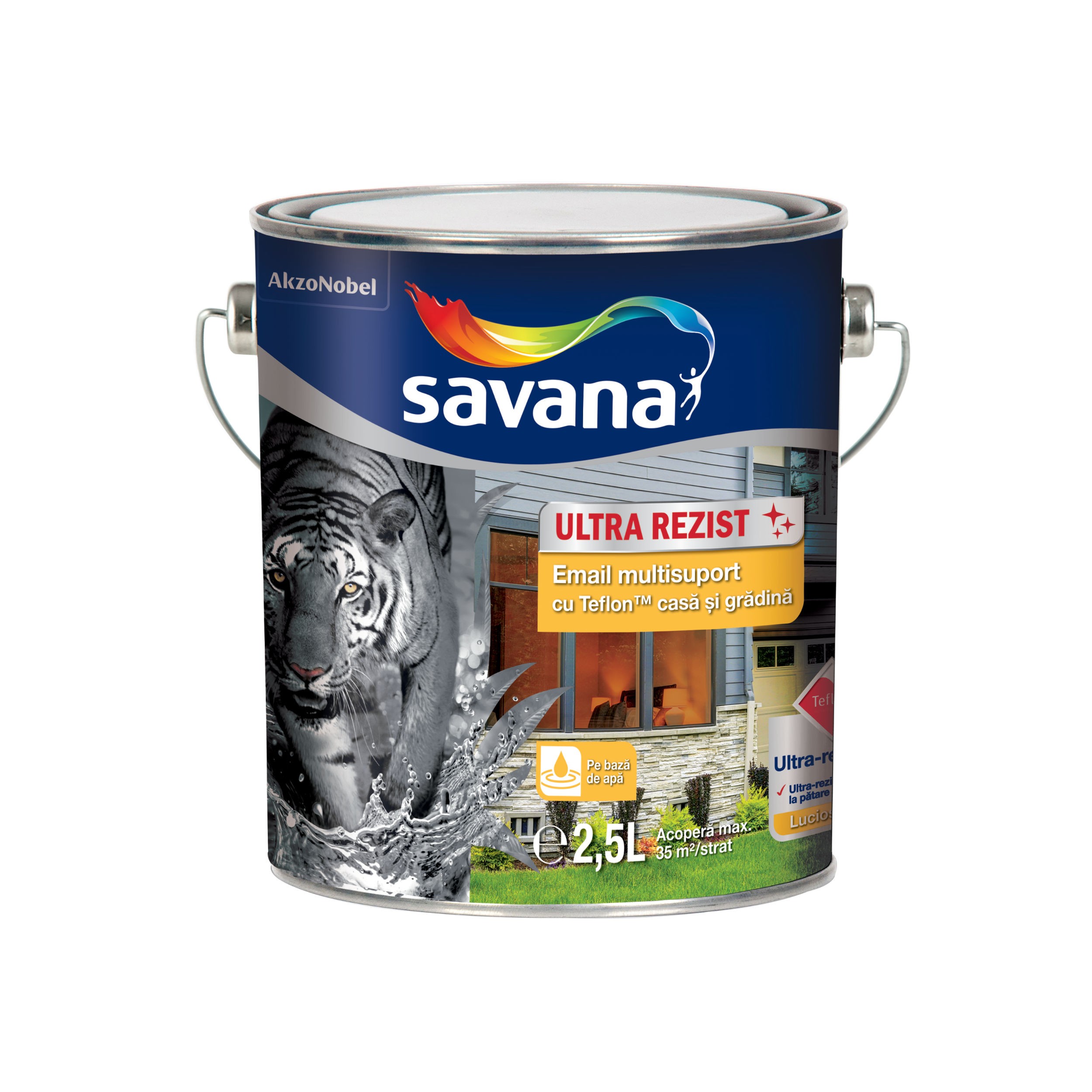 Paints - White Acrylic Paint with Water Teflon for Wood/Metal Savana Ultra Rezist 2.5L, https:maxbau.ro