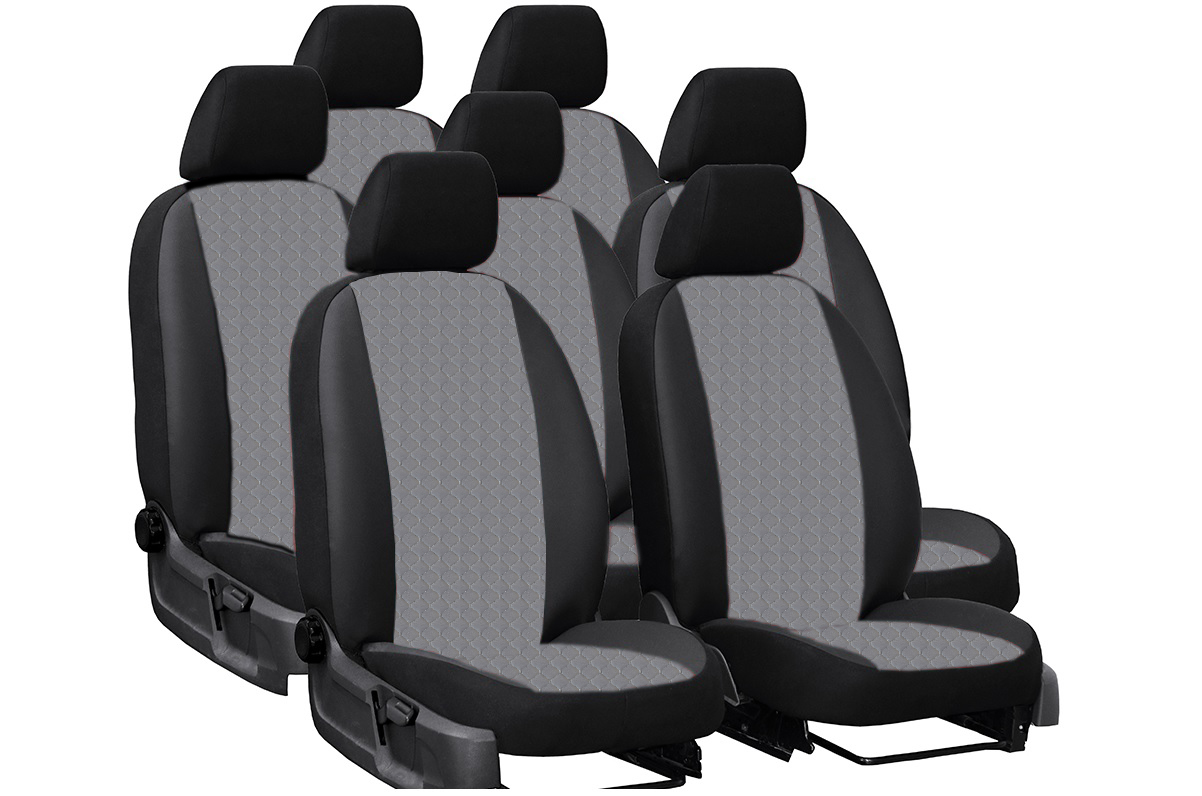 delicate these curb Set huse scaune auto compatibile VW Sharan 1996-2010, 7 Locuri, piele  ecologica neagra cu gri Pret 400,00 RON