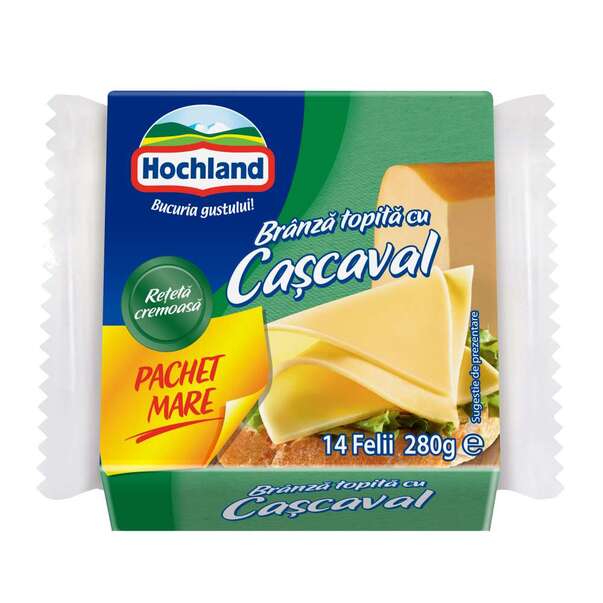 Branzeturi  - BRANZA TOPITA FELII HOCHLAND 280G  FAMILY PACK CU CASCAVAL, mcanonstop.ro