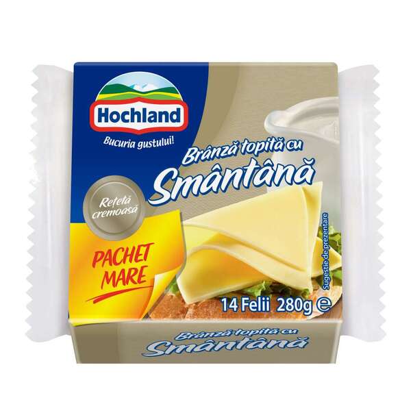 Branzeturi  - BRANZA TOPITA FELII HOCHLAND 280G  FAMILY PACK CU SMANTANA, mcanonstop.ro