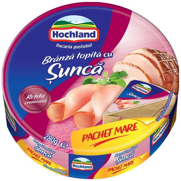 Branzeturi  - BRANZA TOPITA HOCHLAND 280G CU  SUNCA FAMILY PACK, mcanonstop.ro