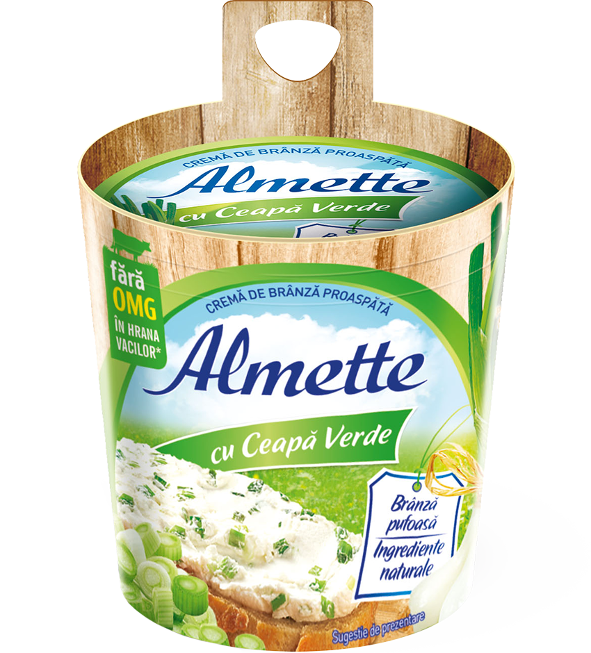 Branzeturi  - CREMA DE BRANZA CU CEAPA VERDE ALMETTE 150G, mcanonstop.ro