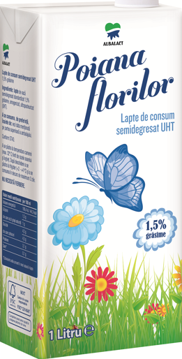 Lapte/ Lapte cu ciocolata - LAPTE POIANA FLORILOR 1L 1.5% UHT, mcanonstop.ro