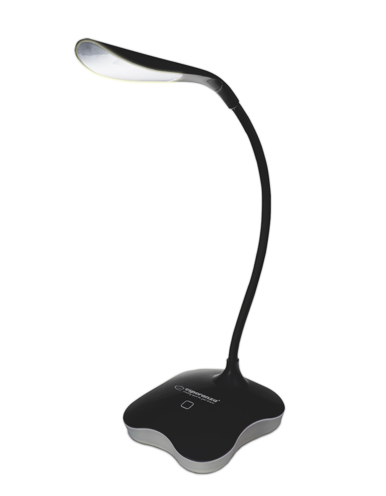 A_4519 ELD105K Lampa LED Esperanza Mimosa cu baza iluminata brat flexibil 21 cm alimentare duala cablu 110 cm 4 x AAA neagra