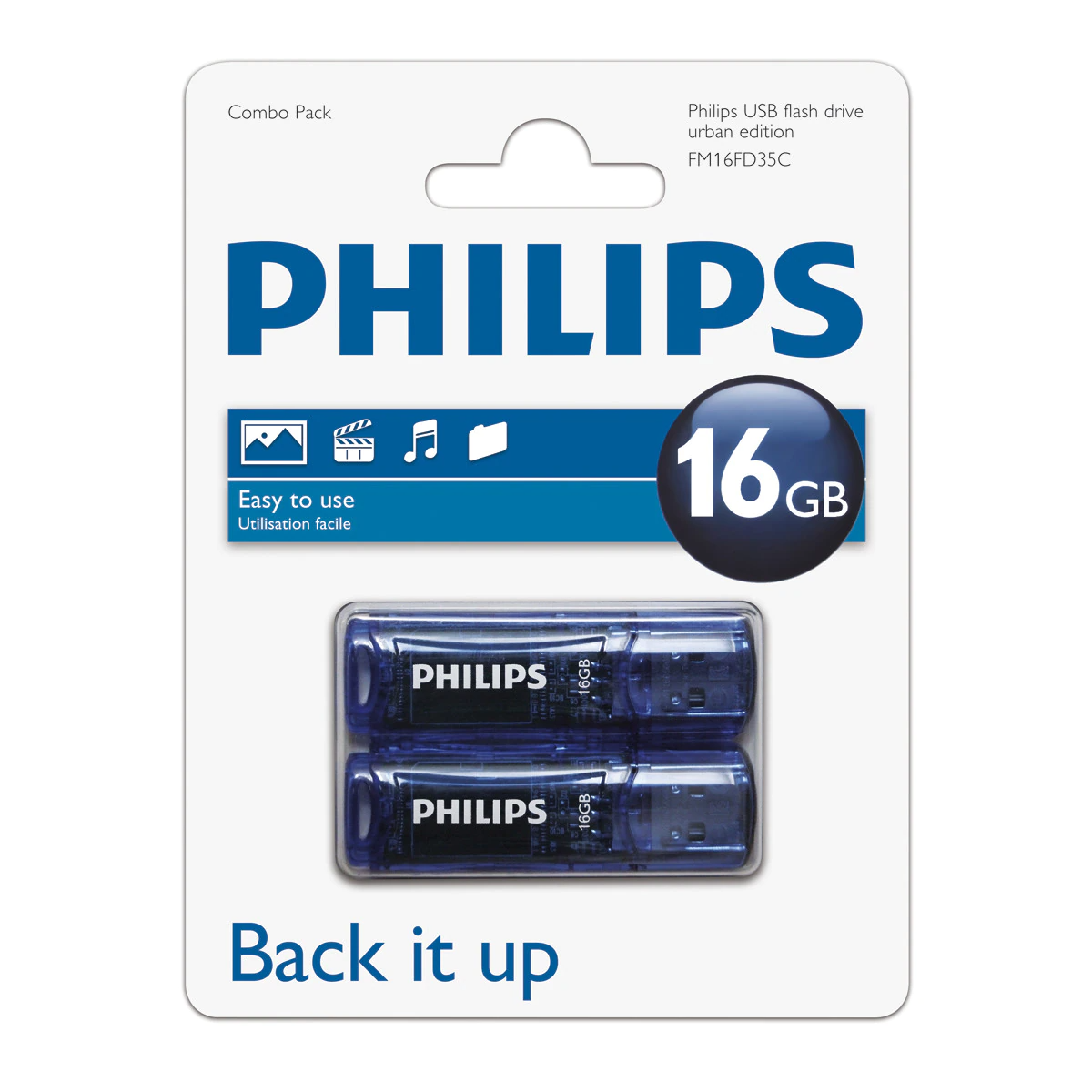 A_1384 USB STICK 2.0 Philips Urban Combo 16GB 2 pack FM16FD35C/10