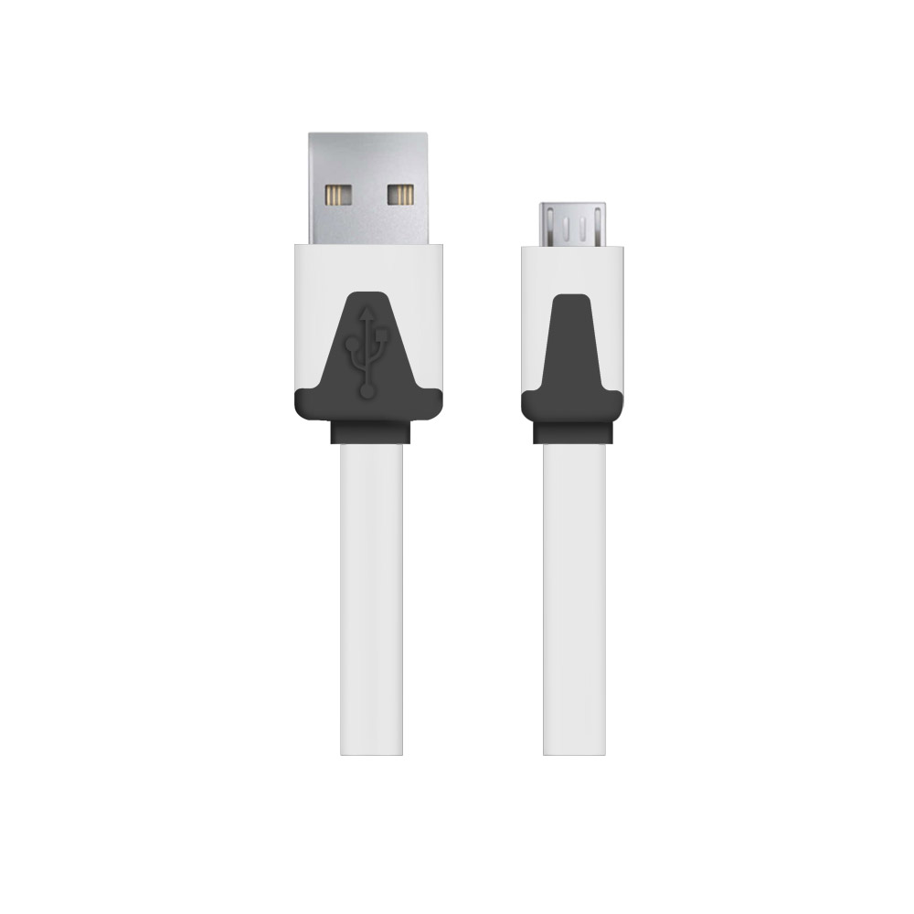 A_2741 EB183W Cablu Date+incarcare micro usb premium flat braided alb 1m