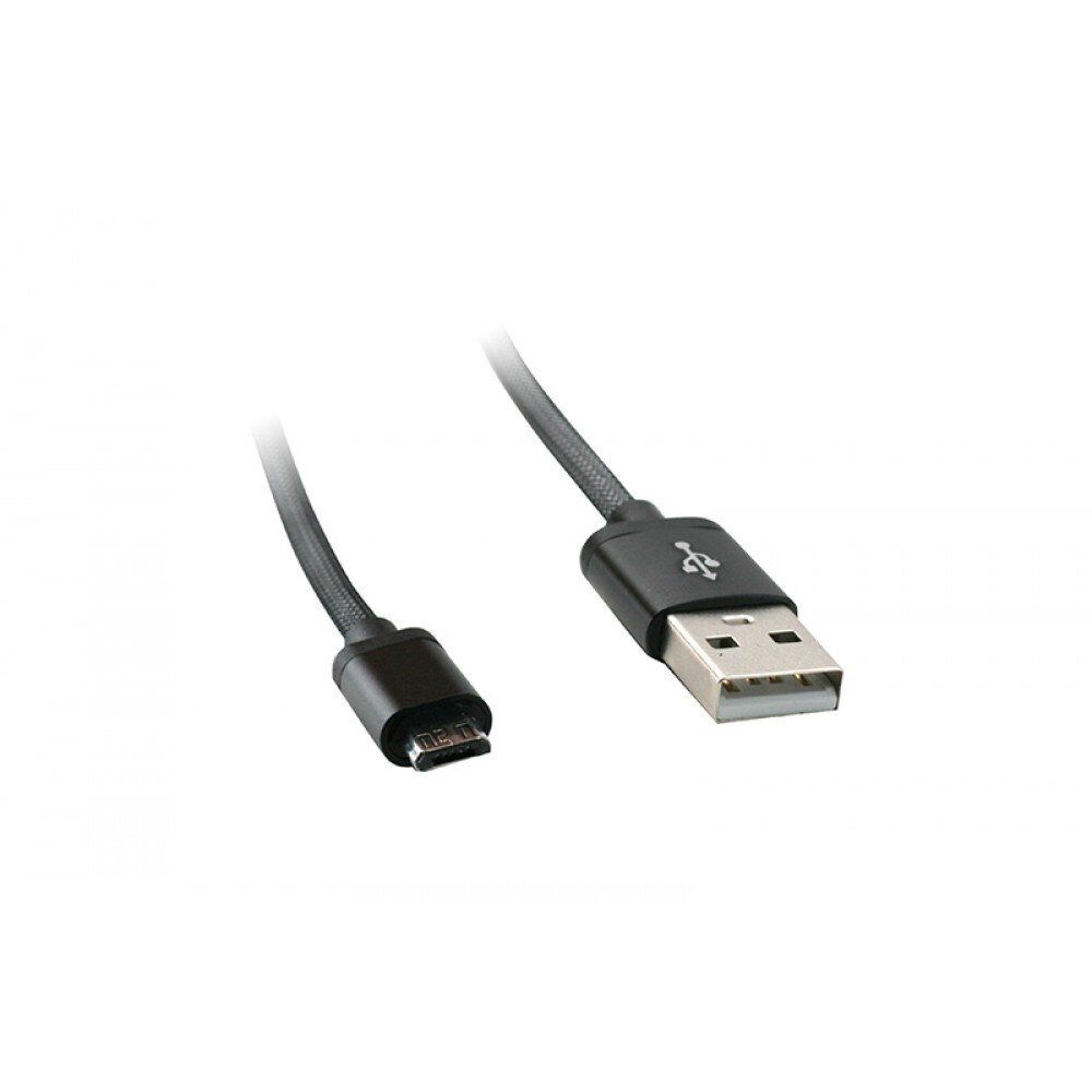 A_3002 Cablu Micro USB plat negru mufe metal