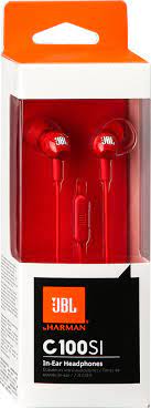 A_4026 Casti In Ear JBL C100Si stereo de 3,5 mm Deep Bass Muzics sport apel maini cu microfon, Rosu