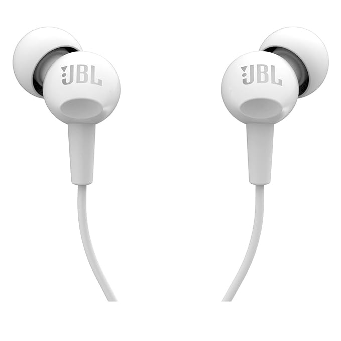 A_4075 Casti In Ear JBL C100Si stereo de 3,5 mm Deep Bass Muzics sport apel maini cu microfon, Alb