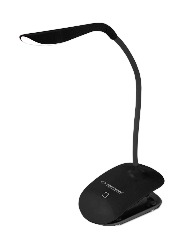 A_4518 ELD104K Lampa LED Esperanza Deneb cu clema de prindere brat flexibil 21 cm cablu 110 cm neagra