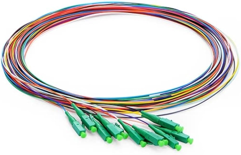 A_4708 Set 12 adaptoare retea fibra optica coada Pigtail LC/APC, SM, 9/125, 0,9mm, G652G, 1.5m, LSZH