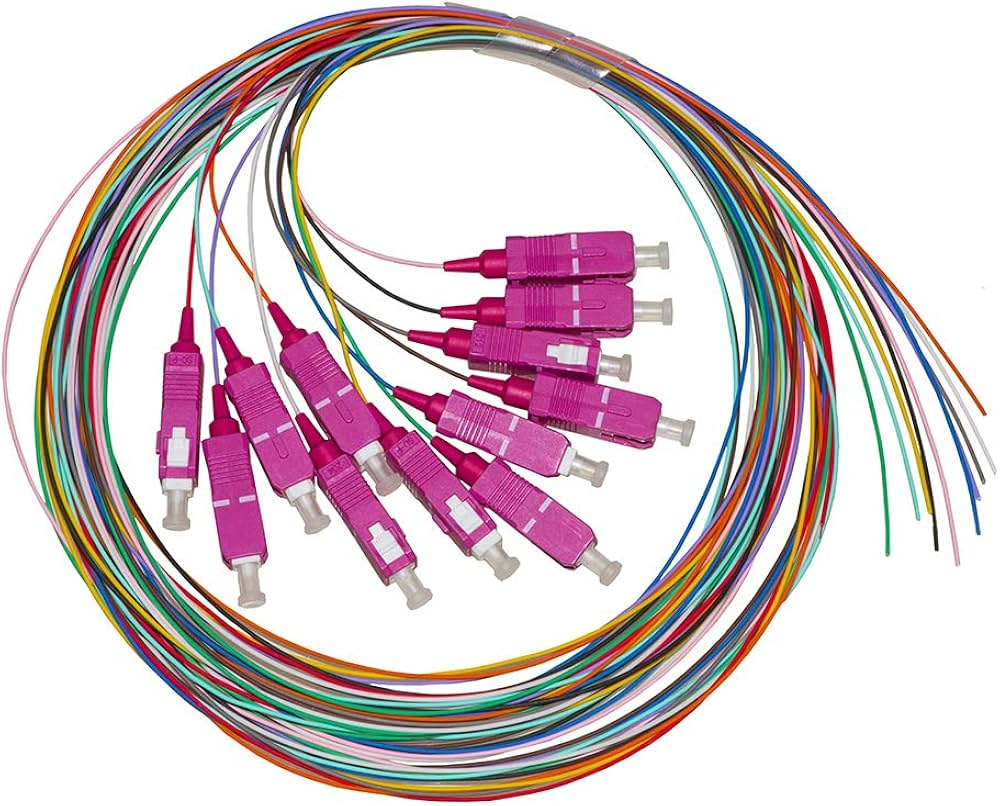 A_4717 Set 12 adaptoare retea fibra optica coada Pigtail SC/UPC, MM, 50/125, 0,9mm, OM4 fiber, 1.5m LSZH