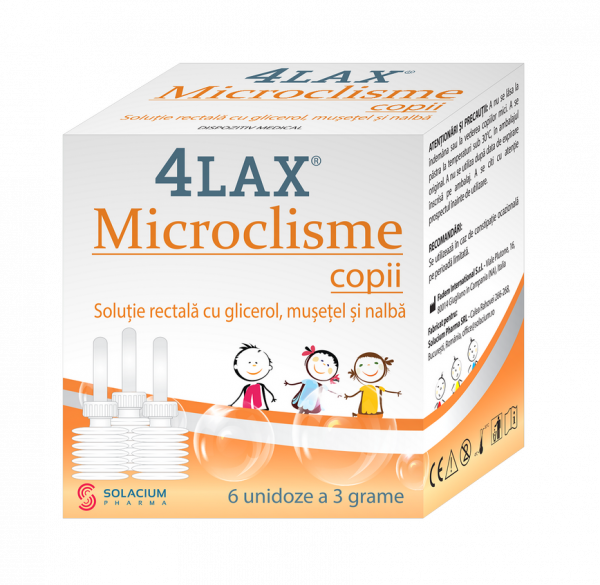 Constipatie - 4Lax Microclisme pentru copii x 6 bucati, medik-on.ro