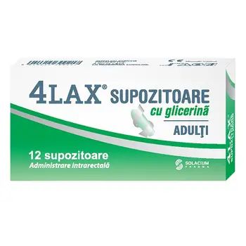 Constipatie - 4Lax Supozitoare cu glicerina pentru adulti x 12 bucati, medik-on.ro