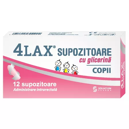 Constipatie - 4Lax Supozitoare cu glicerina pentru copii x 12 bucati, medik-on.ro