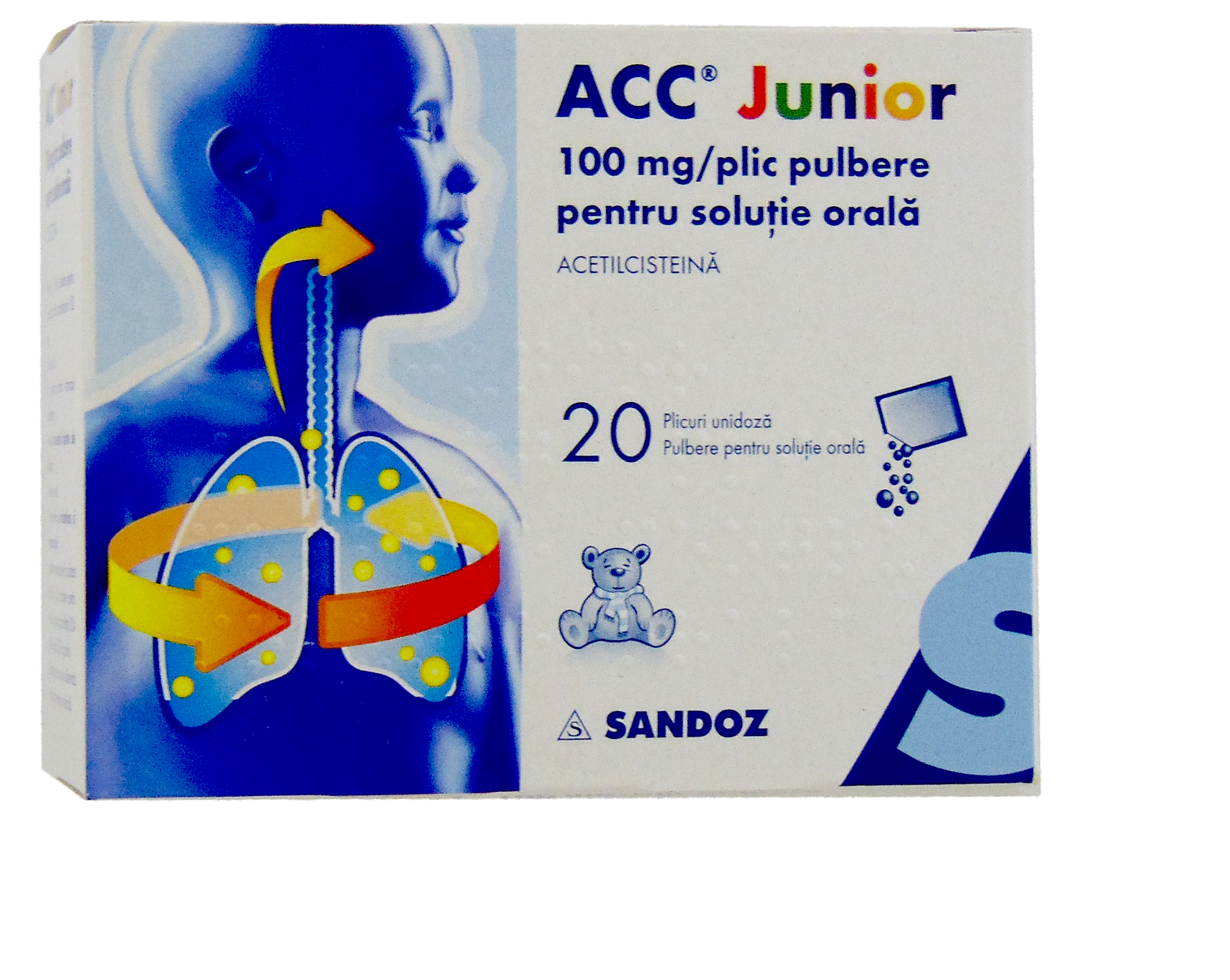 OTC - medicamente fara reteta - ACC Junior 100mg pulbere solutie orala 3 grame x 20 plicuri, medik-on.ro