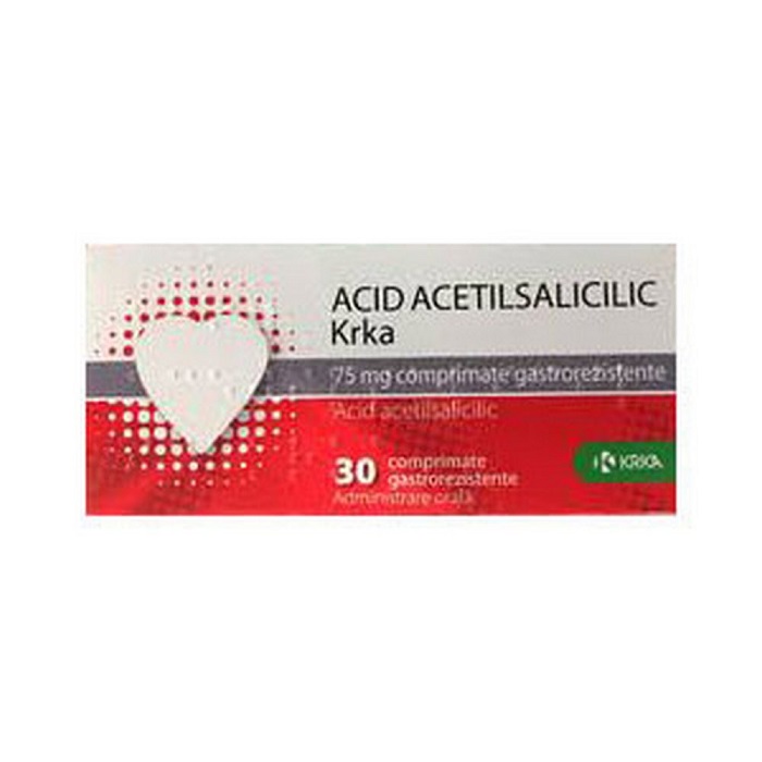 OTC - medicamente fara reteta - Acid Acetilsalicilic 75mg x 30 comprimate, medik-on.ro