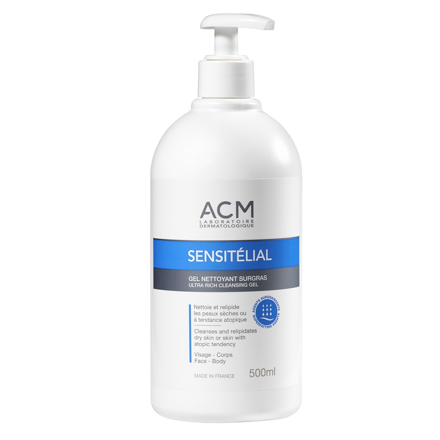 Curatare piele uscata-atopica - ACM Sensitelial gel de dus relipidant pentru piele uscata x 500ml, medik-on.ro