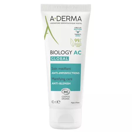 Ingrijire ten gras-acneic - Aderma Biology AC Global crema matifianta anti-imperfectiuni x 40ml, medik-on.ro