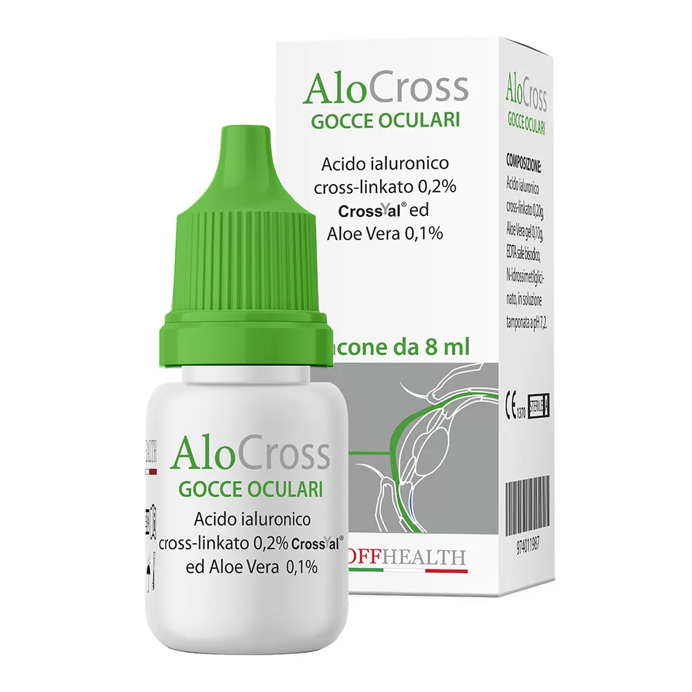 Picaturi si solutii oftalmice - Alocross picaturi oftalmice cu acid hialuronic pentru ochi uscati si iritati x 8ml, medik-on.ro