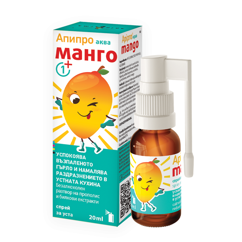 Dureri de gat - Apipro Mango spray bucal x 20ml, medik-on.ro