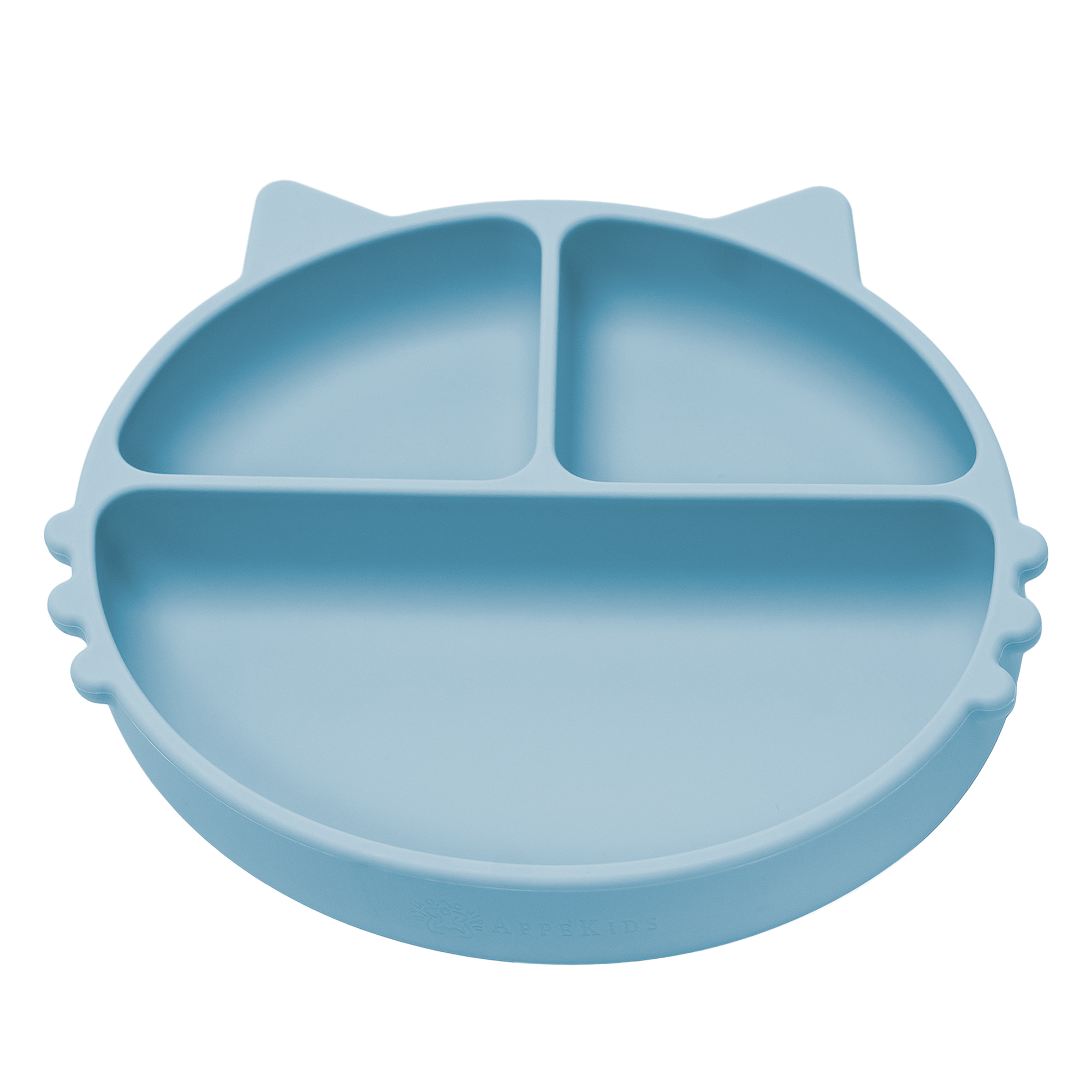 Castroane si farfurii - Appekids Farfurie Kitty compartimentata din silicon cu ventuza culoare Aqua Blue, medik-on.ro