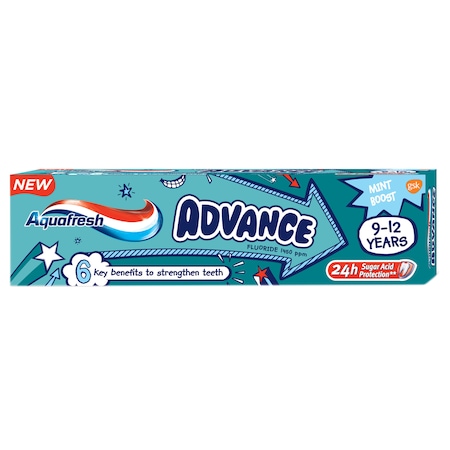 Paste de dinti pentru copii - Aquafresh Pasta de dinti Advance 9-12 ani x 75ml, medik-on.ro
