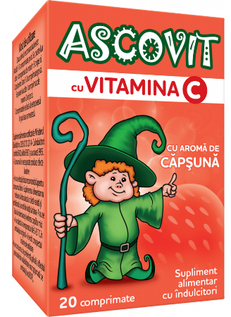 Imunitate - Ascovit Capsuni 100mg x 60 comprimate masticabile, medik-on.ro