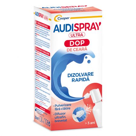 Solutii auriculare - AudiSpray Ultra, spray pentru dizolvarea dopurilor de ceara x 20ml, medik-on.ro