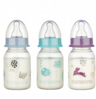 Biberoane din plastic - Baby Nova Biberon decorat cu animalute x 120ml (cod 46010), medik-on.ro