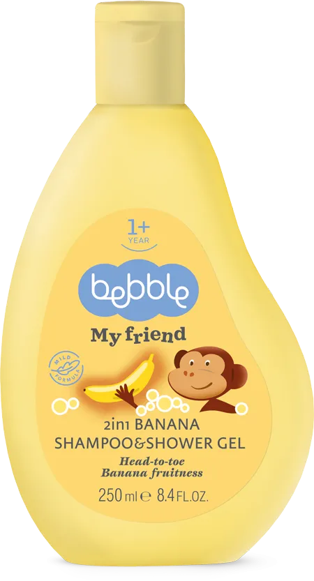 Gel de dus si sapun copii - Bebble My Friend sampon & gel dus banana x 250ml, medik-on.ro