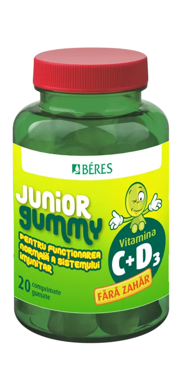Imunitate - Beres Junior vitamina C + D3 50mg x 20 comprimate masticabile, medik-on.ro