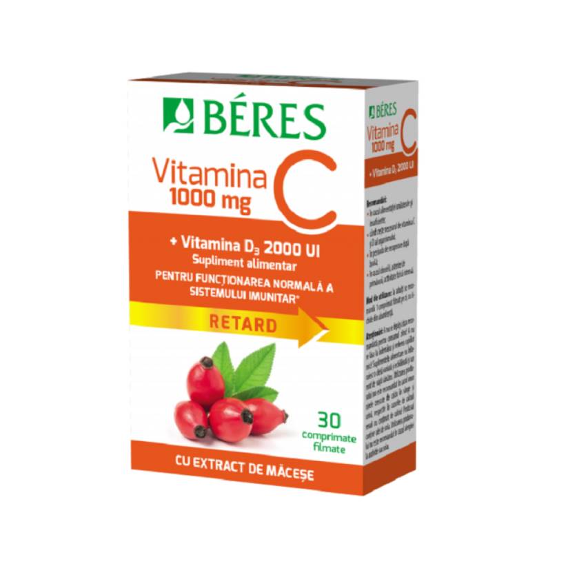 Imunitate - Beres Vitamina C 1000mg + Vitamina D3 2000ui x 30 comprimate, medik-on.ro