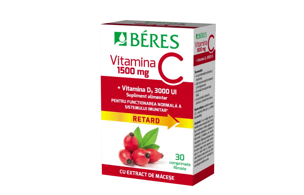 Imunitate - Beres vitamina C 1500mg + vitamina D3 3000 ui x 30 capsule, medik-on.ro