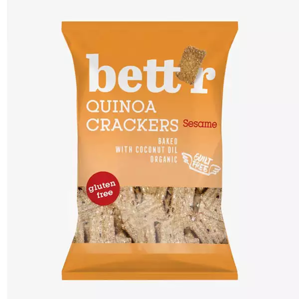Biscuiti si gustari naturale - Bett'r crackers cu Quinoa si susan fara gluten x 100 grame, medik-on.ro