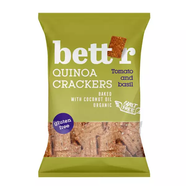Biscuiti si gustari naturale - Bett'r crackers cu rosii, busuioc si quinoa fara gluten x 100 grame, medik-on.ro