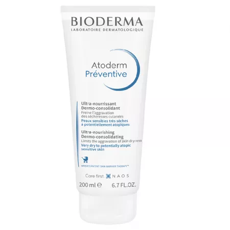 Hidratare piele uscata-atopica - Bioderma Atoderm Preventive crema pentru pielea uscata a sugarilor, bebelusilor si copiilor x 200ml, medik-on.ro