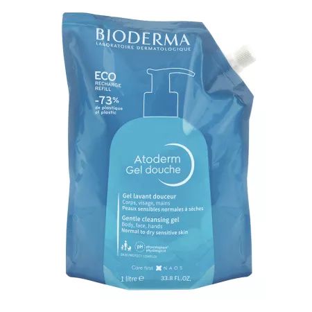 Curatare piele uscata-atopica - Bioderma Atoderm rezerva Gel de dus x 1 litru, medik-on.ro