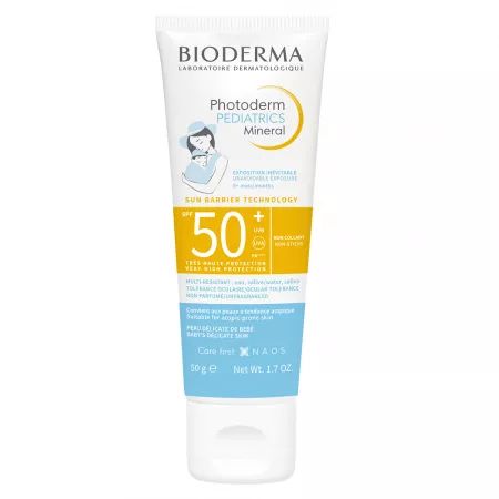 Produse cu SPF pentru copii - Bioderma Photoderm Pediatrics Mineral crema cu protectie solara SPF50+ pentru bebelusi x 50 grame, medik-on.ro