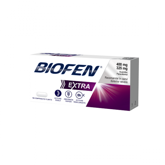 OTC - medicamente fara reteta - Biofen Extra 400mg/325mg x 10 comprimate, medik-on.ro