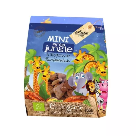 Biscuiti si pufuleti - Biscuiti Bio Ania Mini Jungle cu cacao x 100 grame, medik-on.ro