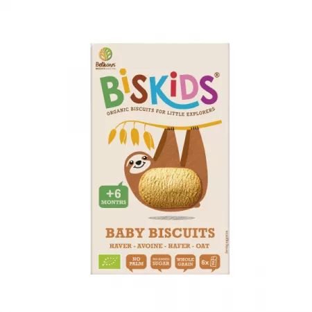 Biscuiti si pufuleti - Biskids Baby Biscuiti eco fara zahar cu ovaz, de la 6 luni, 120 grame, medik-on.ro