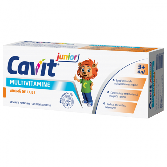 Multivitamine si minerale - Cavit Junior multivitamine cu aroma de caise x 20 tablete masticabile, medik-on.ro
