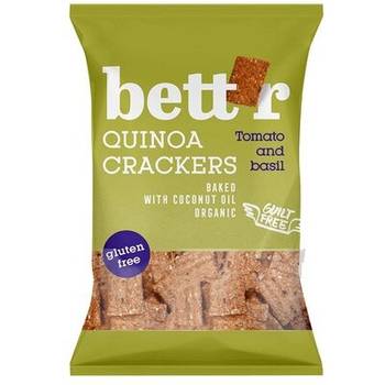Biscuiti si gustari fara gluten - Bett'r Crackers cu quinoa, rosii si busuioc fara gluten x 100 grame, medik-on.ro