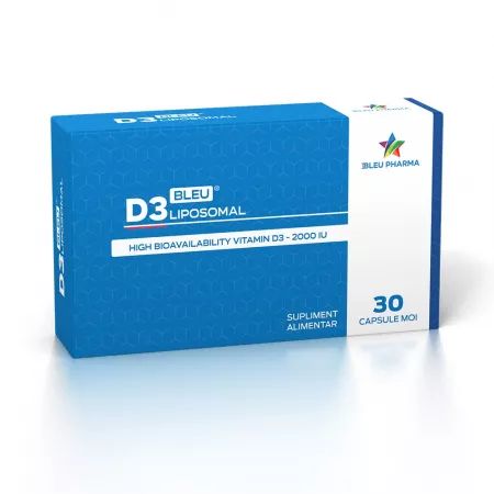 Multivitamine si minerale - D3Bleu Liposomal vitamina D3 lipozomala 2000UI x 30 capsule, medik-on.ro